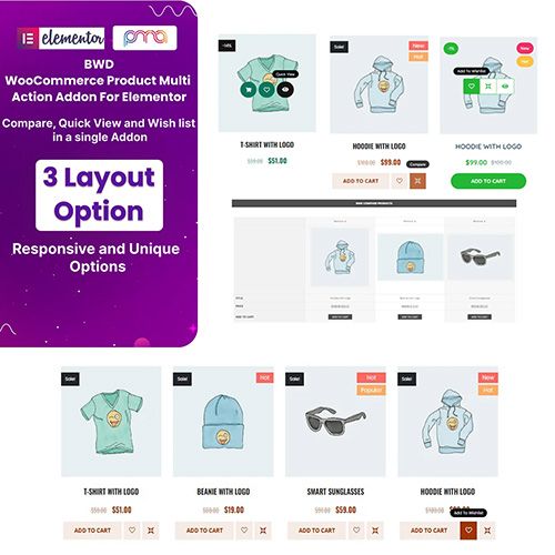 BWD WooCommerce Product Multi Action WordPress Plugin For Elementor